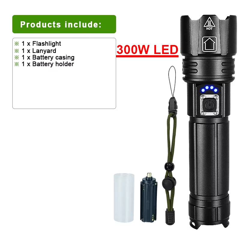 Most Powerful LED Flashlight USB Rechargeable Torch Light High Power Flashlight Tactical Lantern Long Shot Hand Lamp for Camping