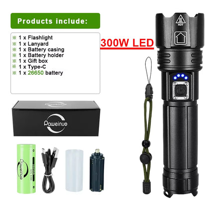 Most Powerful LED Flashlight USB Rechargeable Torch Light High Power Flashlight Tactical Lantern Long Shot Hand Lamp for Camping