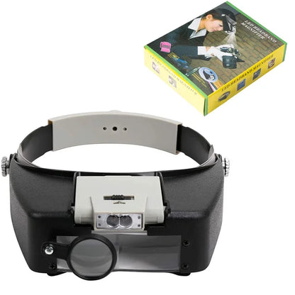 Headband Illuminated Magnifier 1.5X 3X 8.5X 10X Eyewear Magnifying Glasses with 2 Led Lights Loupe for Repairs Tool Toys Gift