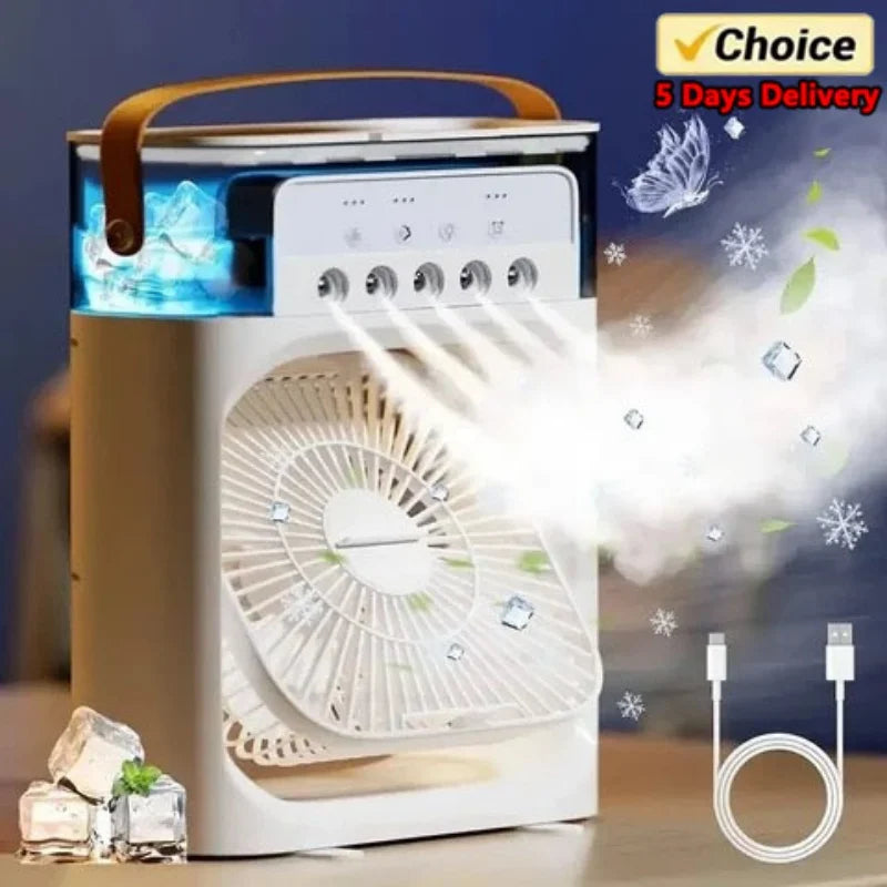 Portable 3 in 1 Fan Air Conditioner Household Small Air Cooler LED Night Lights Humidifier Air Adjustment Home Fans Dropshipping