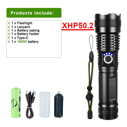 Most Powerful LED Flashlight USB Rechargeable Torch Light High Power Flashlight Tactical Lantern Long Shot Hand Lamp for Camping