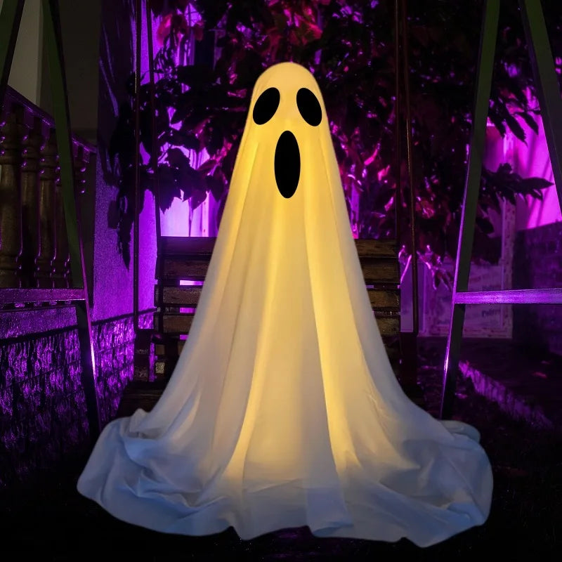 85CM Halloween Decor Light Strings Battery Front Porch Ghost Decorations Scary White Ghosts Stand Courtyard Halloween Decoration