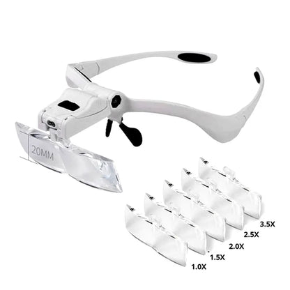 Headband Illuminated Magnifier 1.5X 3X 8.5X 10X Eyewear Magnifying Glasses with 2 Led Lights Loupe for Repairs Tool Toys Gift