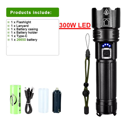 Most Powerful LED Flashlight USB Rechargeable Torch Light High Power Flashlight Tactical Lantern Long Shot Hand Lamp for Camping