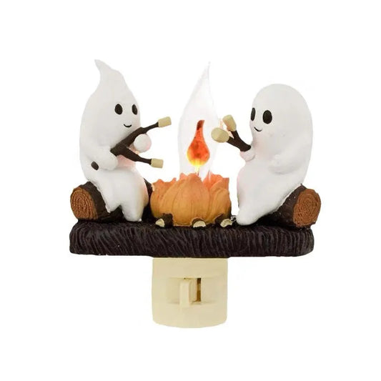 Cartoon Halloween Bonfire Flickering Night Light 3D LED Small Electric Simulation Bonfire Star Night Light Plug-In Ghost Lights