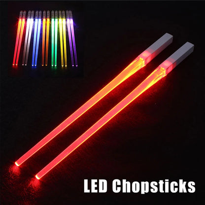 1Pair LED Luminous Chopsticks Light up Dinning Party Tableware Multicolor Kitchen Accessories Led Stick Kitchenware Idea Product