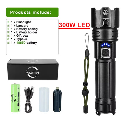 Most Powerful LED Flashlight USB Rechargeable Torch Light High Power Flashlight Tactical Lantern Long Shot Hand Lamp for Camping