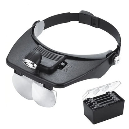 Headband Illuminated Magnifier 1.5X 3X 8.5X 10X Eyewear Magnifying Glasses with 2 Led Lights Loupe for Repairs Tool Toys Gift