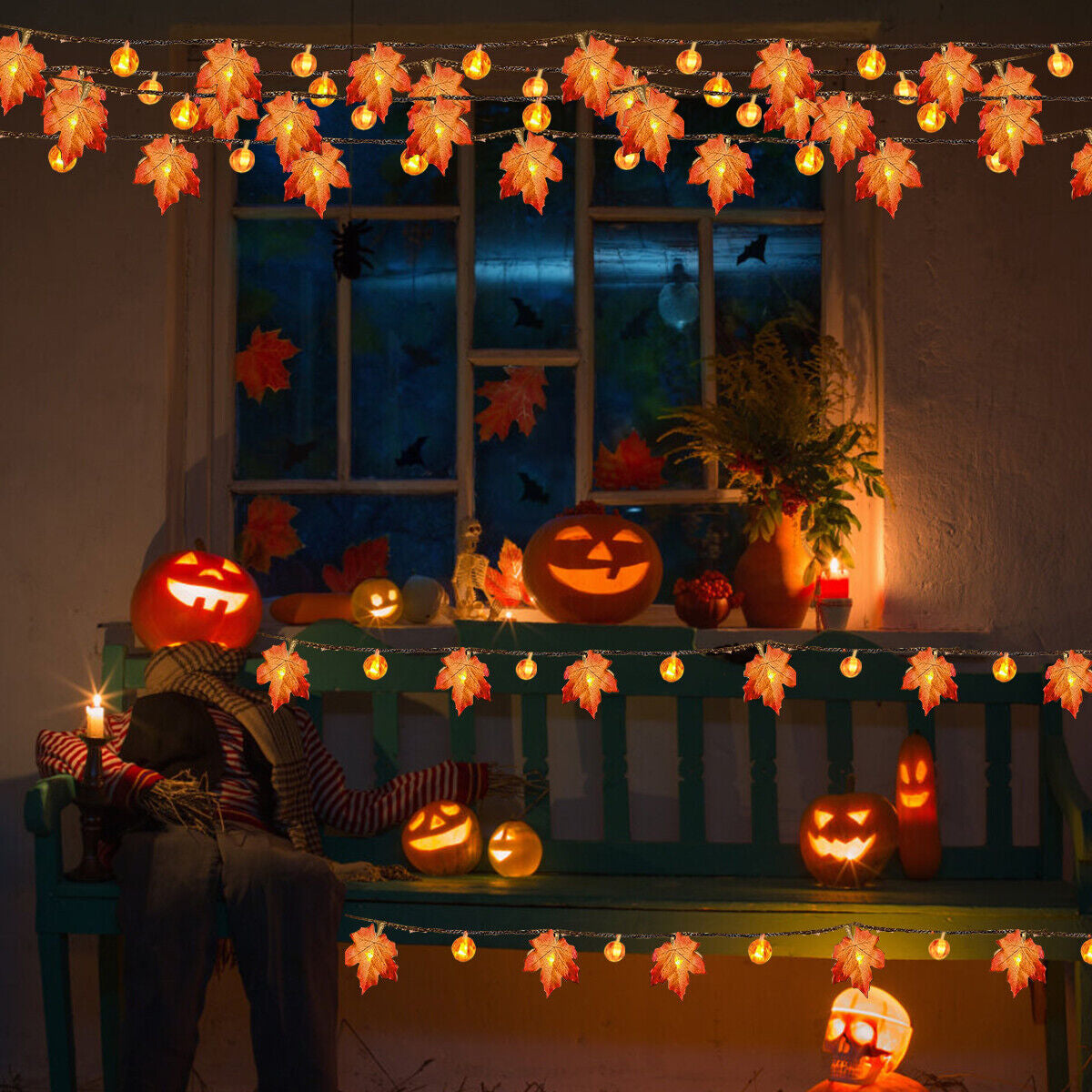 Halloween String Lights Pumpkin Lamp Light up Indoor Outdoor Garden Party Decor