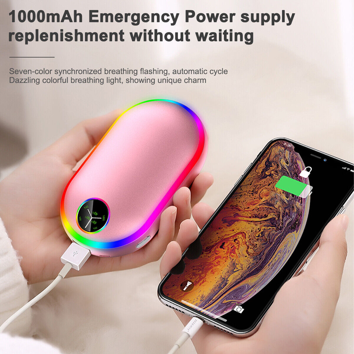 Hand Warmers Rechargeable 3 Levels Electric Portable Pocket Heater & Power Bank