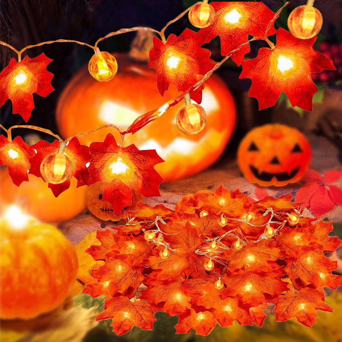 Halloween String Lights Pumpkin Lamp Light up Indoor Outdoor Garden Party Decor